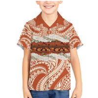 Aloha Hawaii Mikioi Lei Family Matching Mermaid Dress and Hawaiian Shirt Beige Tropical Flower Pattern LT14 Son's Shirt Beige - Polynesian Pride