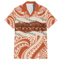 Aloha Hawaii Mikioi Lei Family Matching Off The Shoulder Long Sleeve Dress and Hawaiian Shirt Beige Tropical Flower Pattern LT14 Dad's Shirt - Short Sleeve Beige - Polynesian Pride