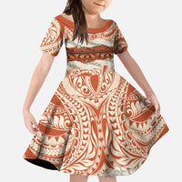 Aloha Hawaii Mikioi Lei Family Matching Off Shoulder Maxi Dress and Hawaiian Shirt Beige Tropical Flower Pattern - Polynesian Pride