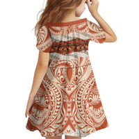 Aloha Hawaii Mikioi Lei Family Matching Off Shoulder Short Dress and Hawaiian Shirt Beige Tropical Flower Pattern - Polynesian Pride