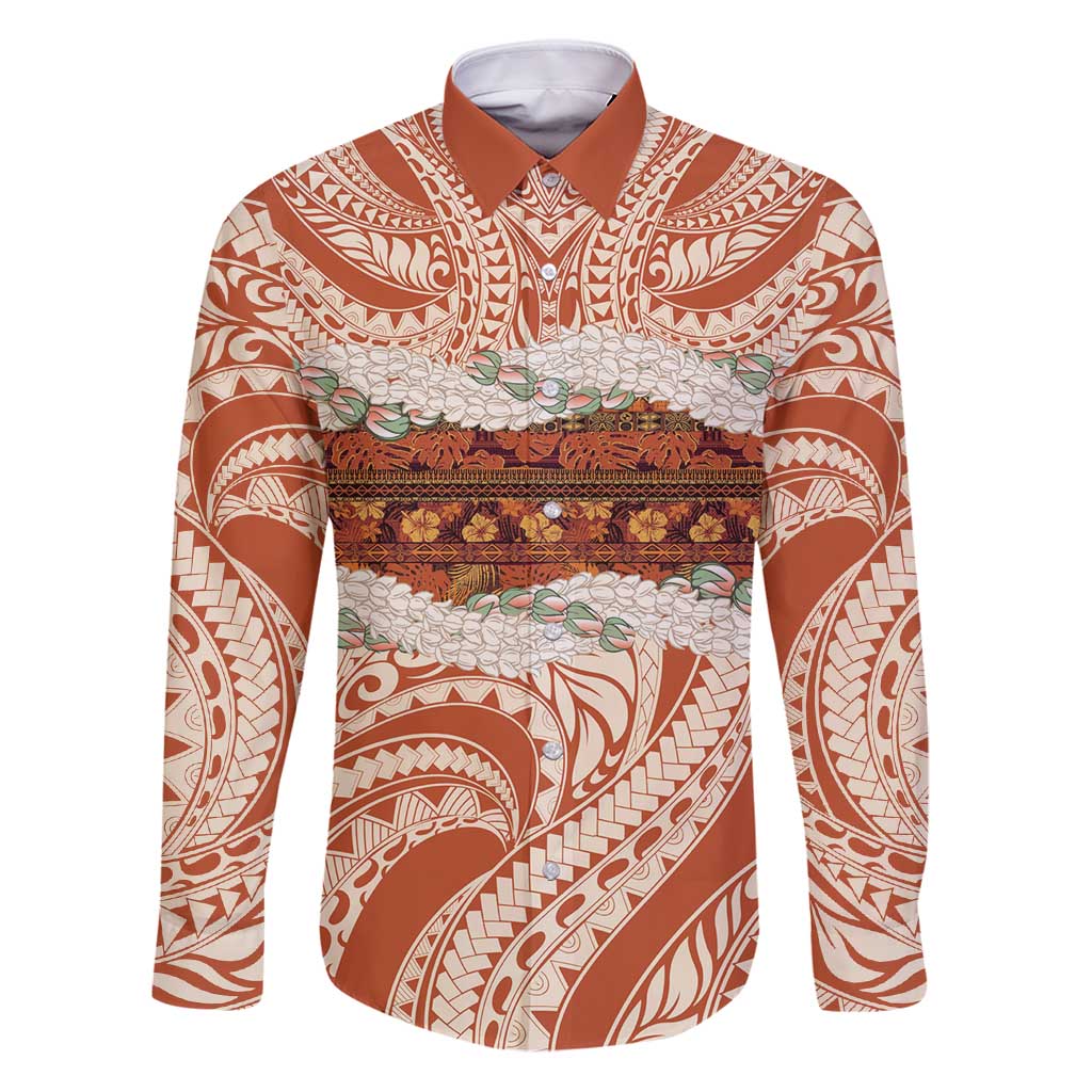 Aloha Hawaii Mikioi Lei Family Matching Puletasi and Hawaiian Shirt Beige Tropical Flower Pattern - Polynesian Pride