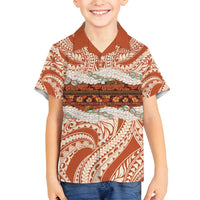 Aloha Hawaii Mikioi Lei Family Matching Summer Maxi Dress and Hawaiian Shirt Beige Tropical Flower Pattern - Polynesian Pride