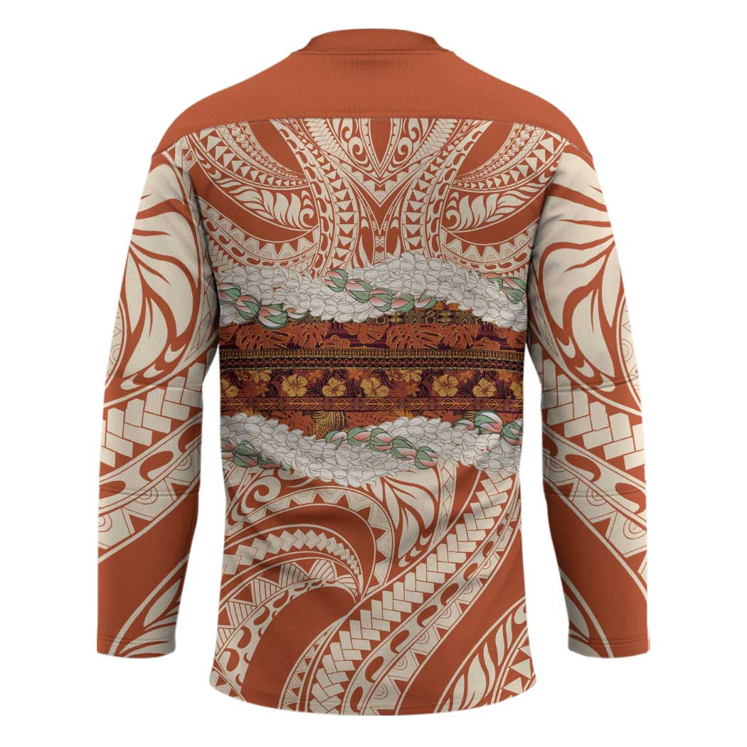 Aloha Hawaii Mikioi Lei Hockey Jersey Beige Tropical Flower Pattern - Polynesian Pride