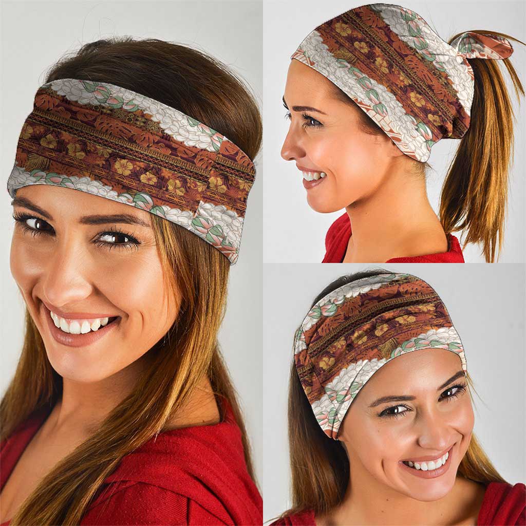 Aloha Hawaii Mikioi Lei Neck Gaiter Beige Tropical Flower Pattern - Polynesian Pride