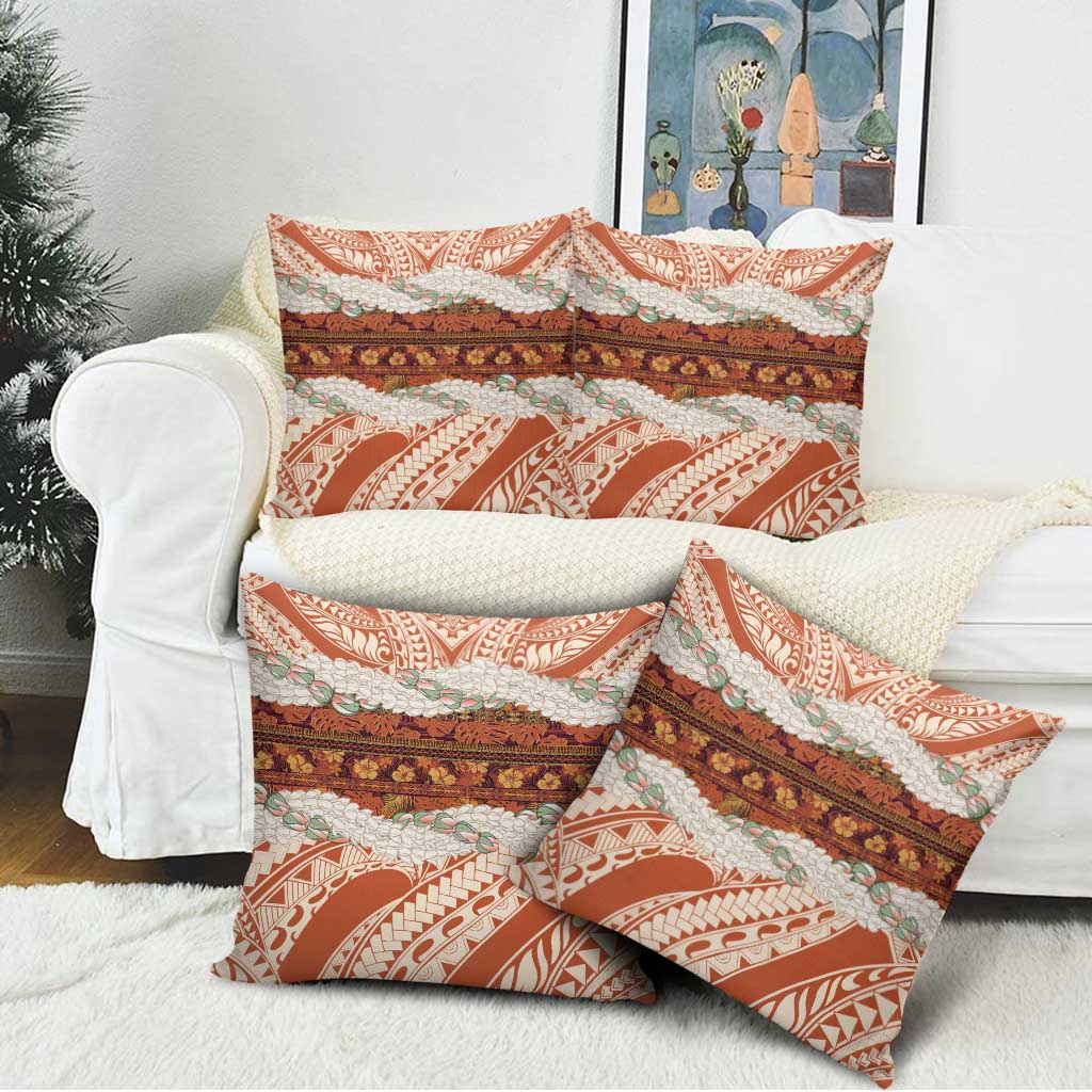Aloha Hawaii Mikioi Lei Pillow Cover Beige Tropical Flower Pattern - Polynesian Pride