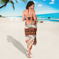 Aloha Hawaii Mikioi Lei Sarong Beige Tropical Flower Pattern - Polynesian Pride