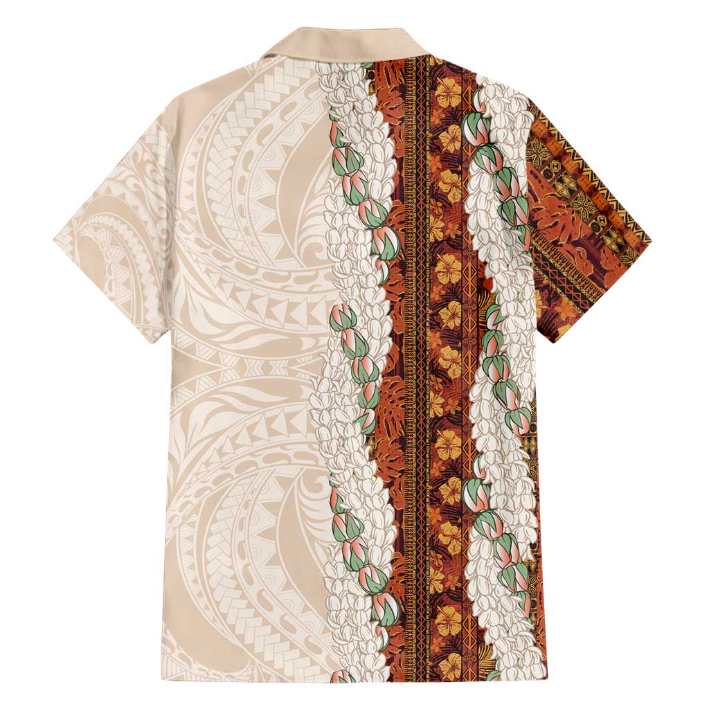 Aloha Hawaii Mikioi Lei Family Matching Long Sleeve Bodycon Dress and Hawaiian Shirt Cattail Red Tropical Flower Pattern LT14 - Polynesian Pride
