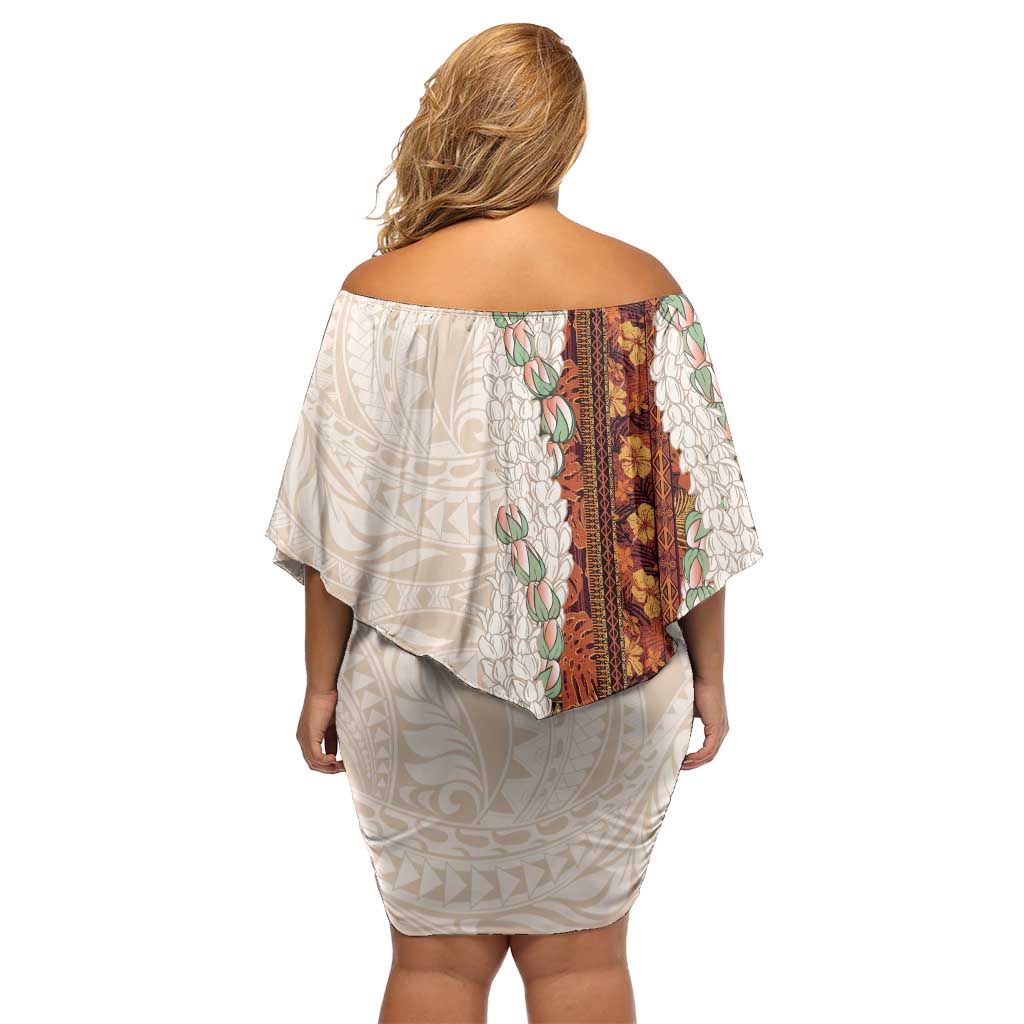 Aloha Hawaii Mikioi Lei Family Matching Off Shoulder Short Dress and Hawaiian Shirt Cattail Red Tropical Flower Pattern - Polynesian Pride