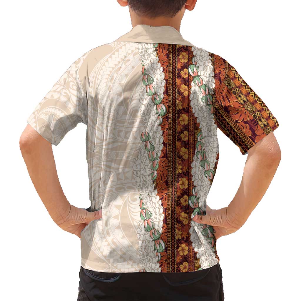 Aloha Hawaii Mikioi Lei Family Matching Summer Maxi Dress and Hawaiian Shirt Cattail Red Tropical Flower Pattern - Polynesian Pride