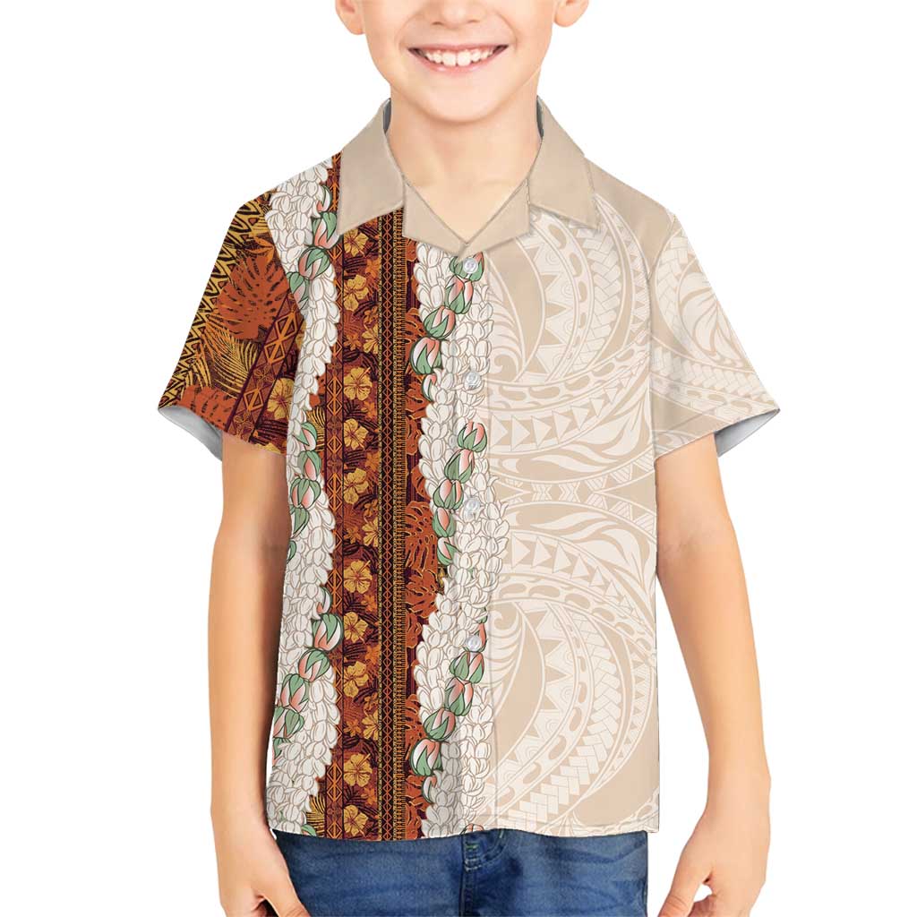 Aloha Hawaii Mikioi Lei Family Matching Tank Maxi Dress and Hawaiian Shirt Cattail Red Tropical Flower Pattern LT14 Son's Shirt Cattail Red - Polynesian Pride