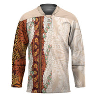 Aloha Hawaii Mikioi Lei Hockey Jersey Cattail Red Tropical Flower Pattern - Polynesian Pride