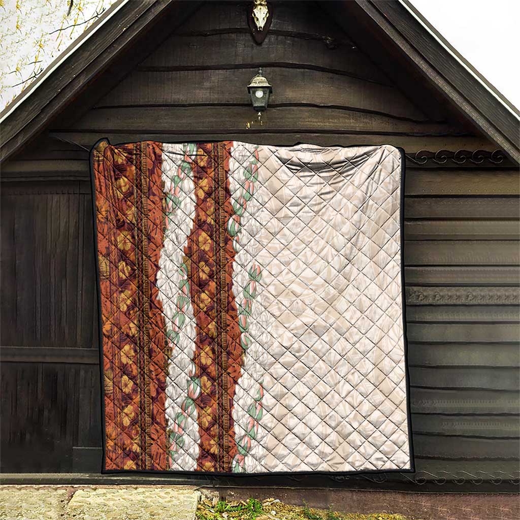 Aloha Hawaii Mikioi Lei Quilt Cattail Red Tropical Flower Pattern - Polynesian Pride