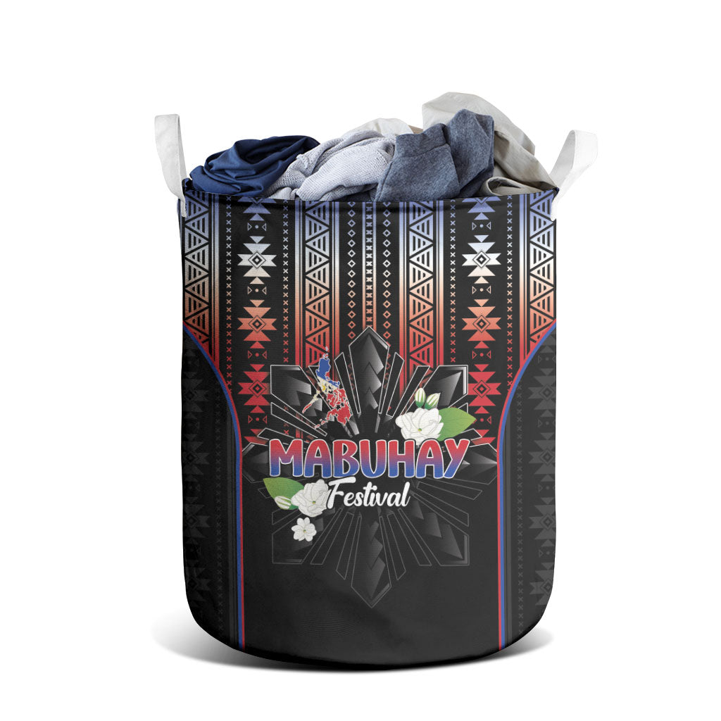 Mabuhay Philippines Festival Laundry Basket Filipino Map Sampaguita Igorot Pattern LT14 - Polynesian Pride