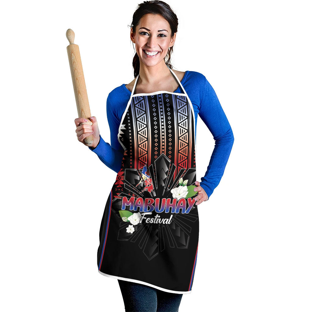 Mabuhay Philippines Festival Apron Filipino Map Sampaguita Igorot Pattern LT14 - Polynesian Pride