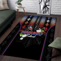 Mabuhay Philippines Festival Area Rug Filipino Map Sampaguita Igorot Pattern LT14 Black - Polynesian Pride
