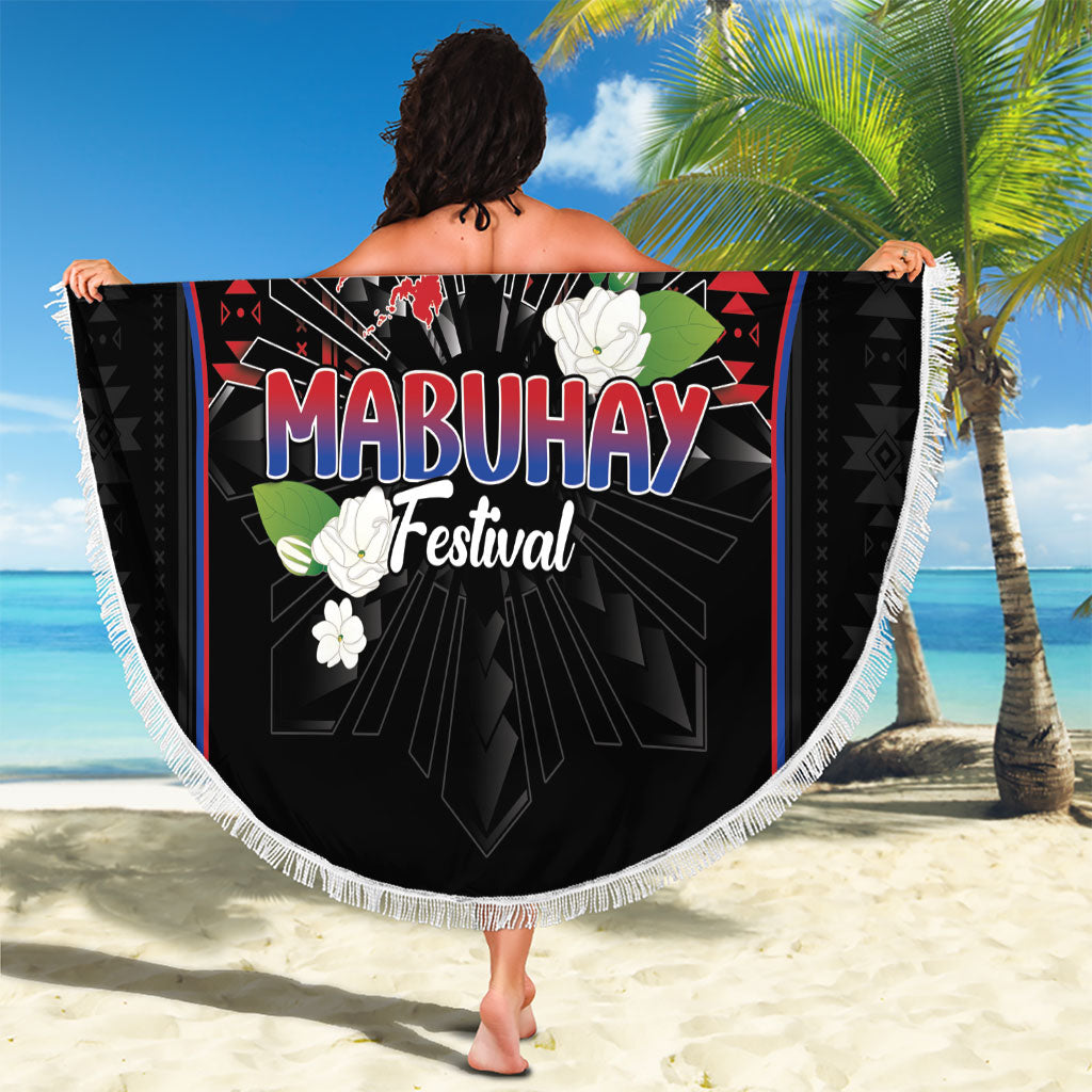 Mabuhay Philippines Festival Beach Blanket Filipino Map Sampaguita Igorot Pattern LT14 - Polynesian Pride