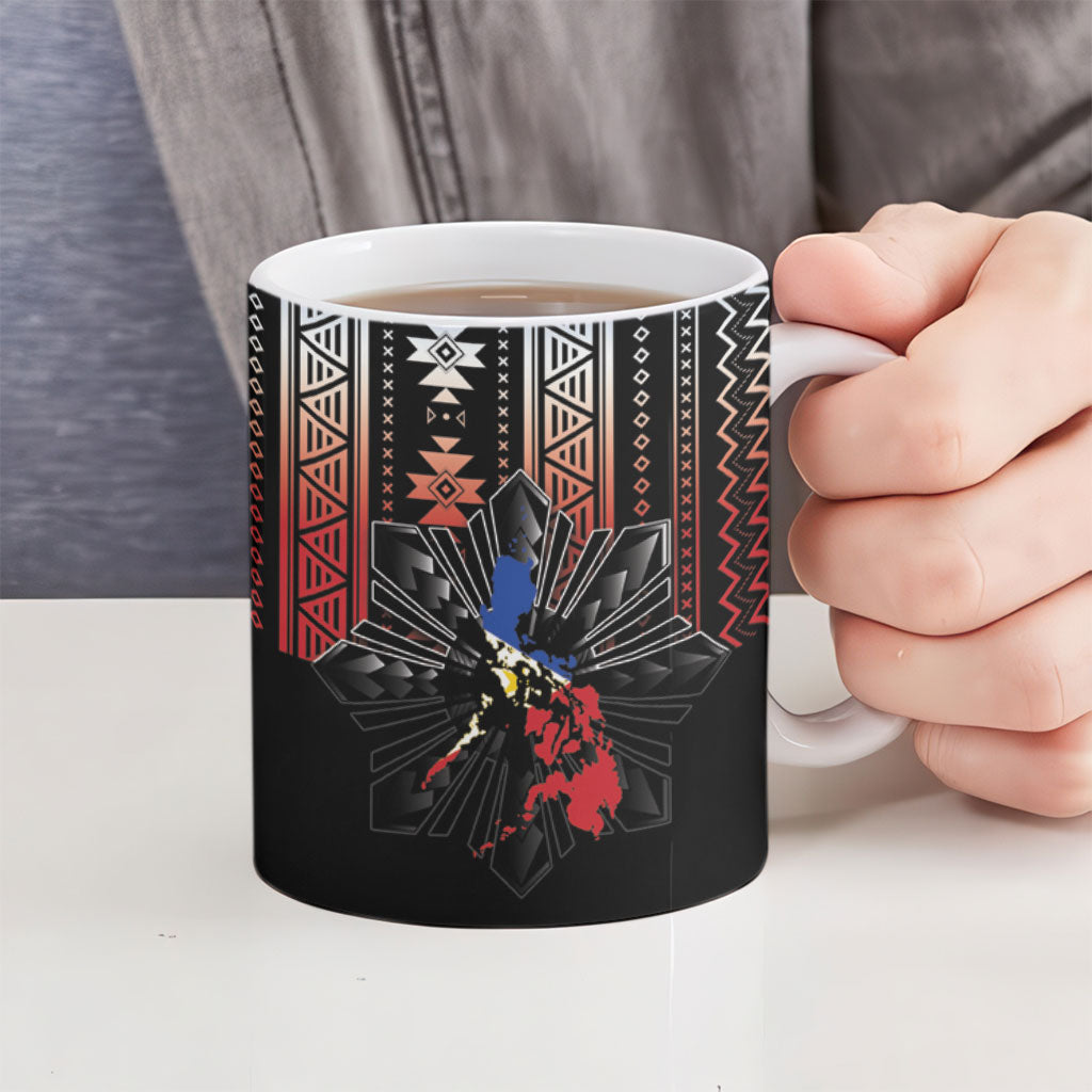 Mabuhay Philippines Festival Ceramic Mug Filipino Map Sampaguita Igorot Pattern LT14 - Polynesian Pride