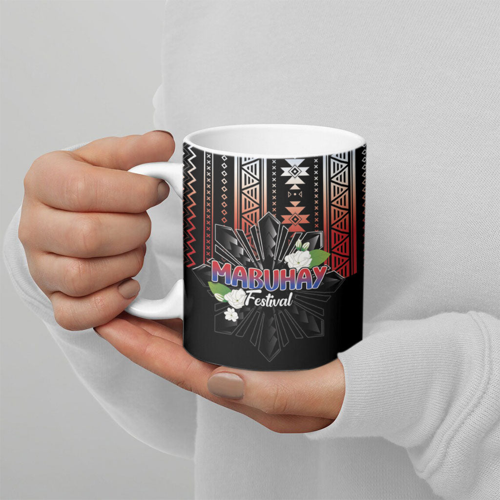 Mabuhay Philippines Festival Ceramic Mug Filipino Map Sampaguita Igorot Pattern LT14 - Polynesian Pride