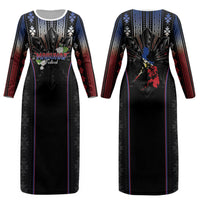 Mabuhay Philippines Festival Couples Matching Long Sleeve Bodycon Dress and Hawaiian Shirt Filipino Map Sampaguita Igorot Pattern LT14 - Polynesian Pride