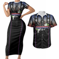 Mabuhay Philippines Festival Couples Matching Short Sleeve Bodycon Dress and Hawaiian Shirt Filipino Map Sampaguita Igorot Pattern LT14 Black - Polynesian Pride