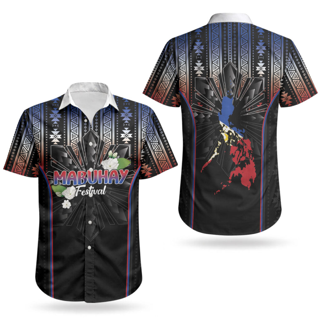 Mabuhay Philippines Festival Couples Matching Short Sleeve Bodycon Dress and Hawaiian Shirt Filipino Map Sampaguita Igorot Pattern LT14 - Polynesian Pride