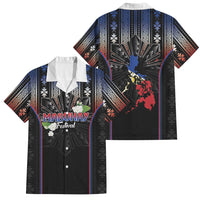 Mabuhay Philippines Festival Family Matching Off Shoulder Short Dress and Hawaiian Shirt Filipino Map Sampaguita Igorot Pattern LT14 Dad's Shirt - Short Sleeve Black - Polynesian Pride
