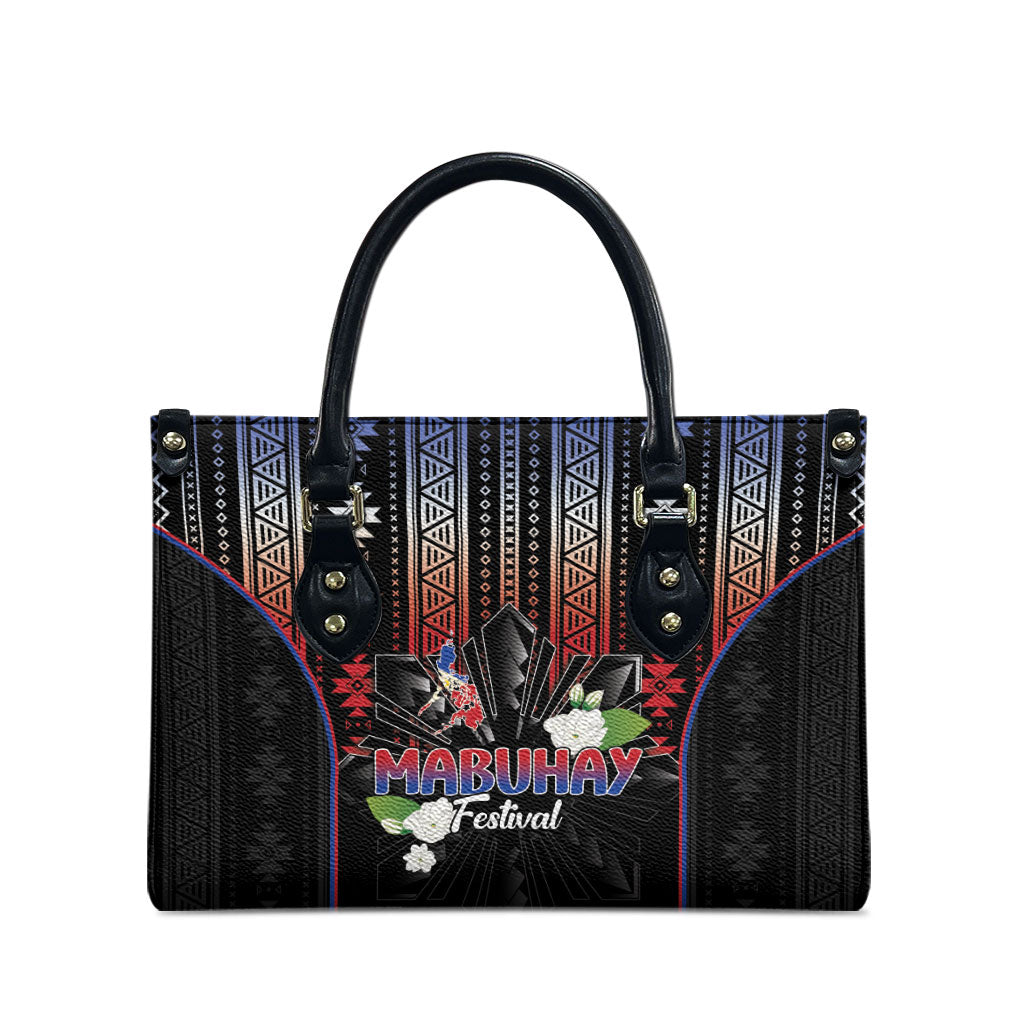 Mabuhay Philippines Festival Leather Bag Filipino Map Sampaguita Igorot Pattern LT14 - Polynesian Pride
