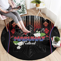 Mabuhay Philippines Festival Round Carpet Filipino Map Sampaguita Igorot Pattern LT14 - Polynesian Pride
