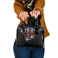 Mabuhay Philippines Festival Shoulder Handbag Filipino Map Sampaguita Igorot Pattern LT14 One Size Black - Polynesian Pride