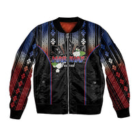 Mabuhay Philippines Festival Sleeve Zip Bomber Jacket Filipino Map Sampaguita Igorot Pattern LT14 Unisex Black - Polynesian Pride