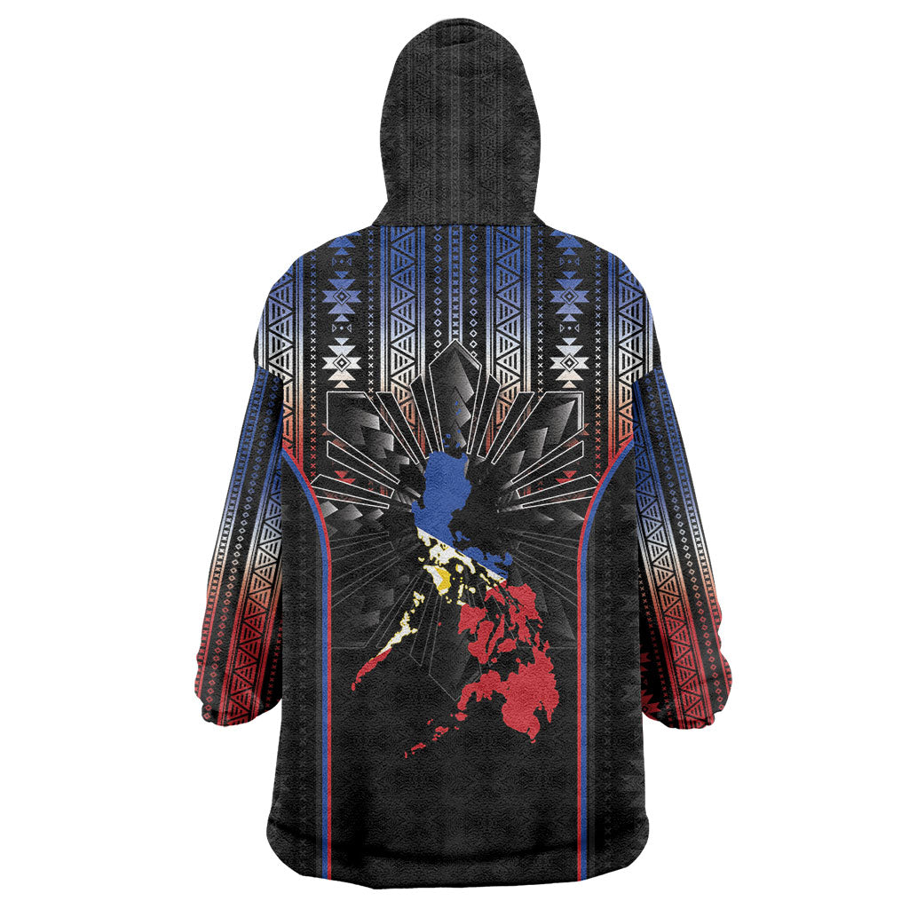 Mabuhay Philippines Festival Wearable Blanket Hoodie Filipino Map Sampaguita Igorot Pattern LT14 - Polynesian Pride