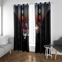 Mabuhay Philippines Festival Window Curtain Filipino Map Sampaguita Igorot Pattern LT14 With Grommets Black - Polynesian Pride