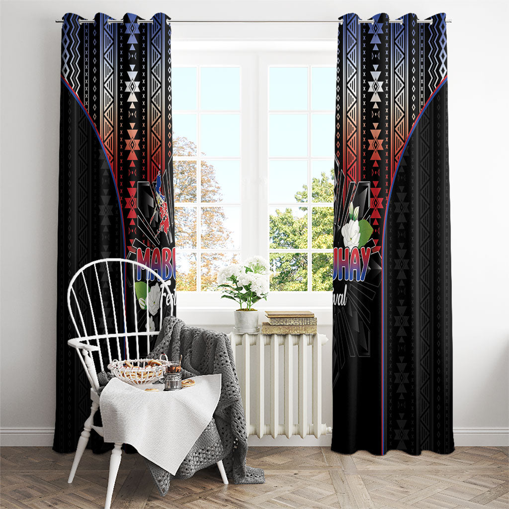 Mabuhay Philippines Festival Window Curtain Filipino Map Sampaguita Igorot Pattern LT14 - Polynesian Pride