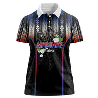 Mabuhay Philippines Festival Women Polo Shirt Filipino Map Sampaguita Igorot Pattern LT14 Female Black - Polynesian Pride