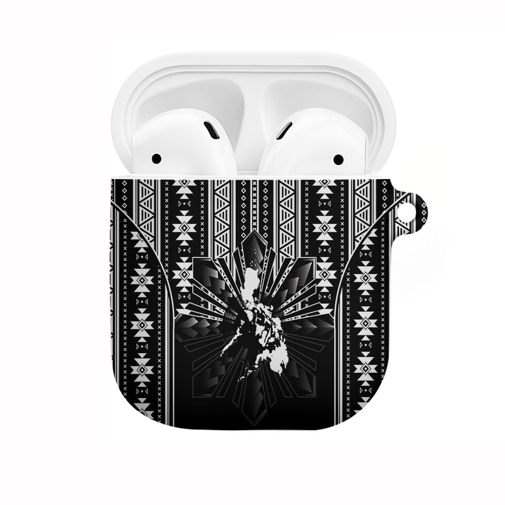 Mabuhay Philippines Festival AirPods Case Filipino Map Black White Igorot Pattern LT14 Black - Polynesian Pride