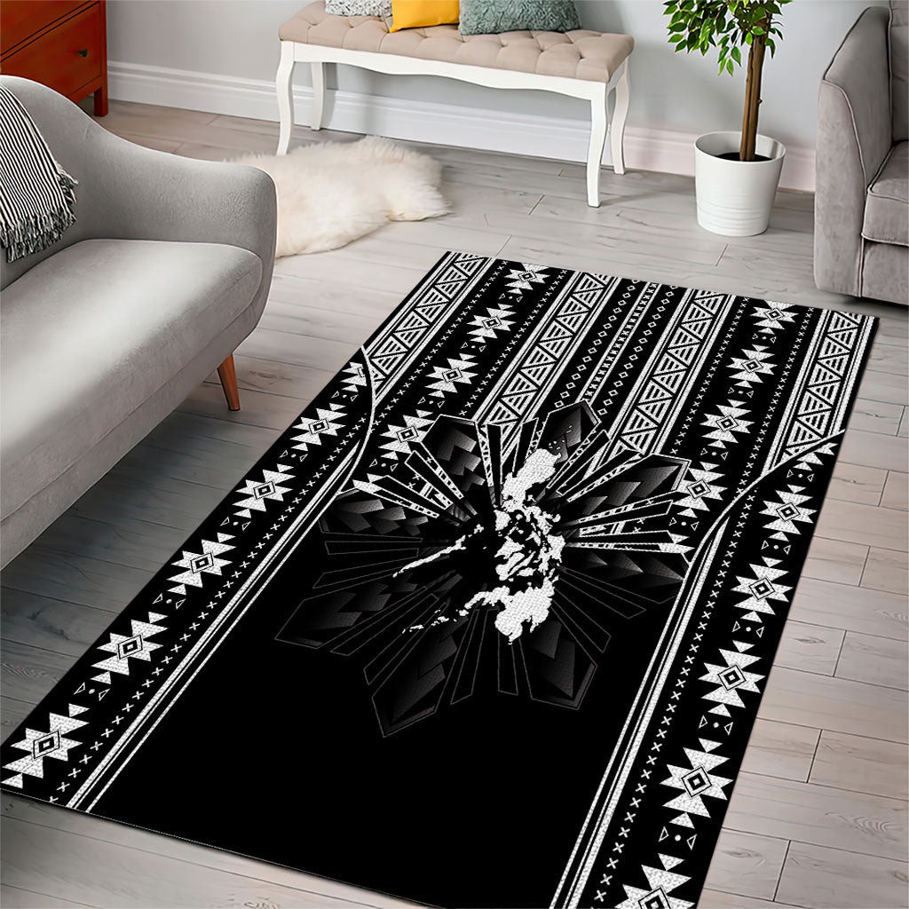 Mabuhay Philippines Festival Area Rug Filipino Map Black White Igorot Pattern LT14 - Polynesian Pride