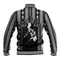 Mabuhay Philippines Festival Baseball Jacket Filipino Map Black White Igorot Pattern LT14 - Polynesian Pride