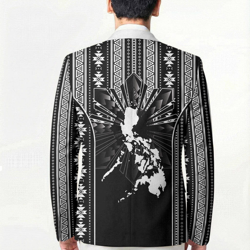Mabuhay Philippines Festival Blazer Filipino Map Black White Igorot Pattern LT14 - Polynesian Pride