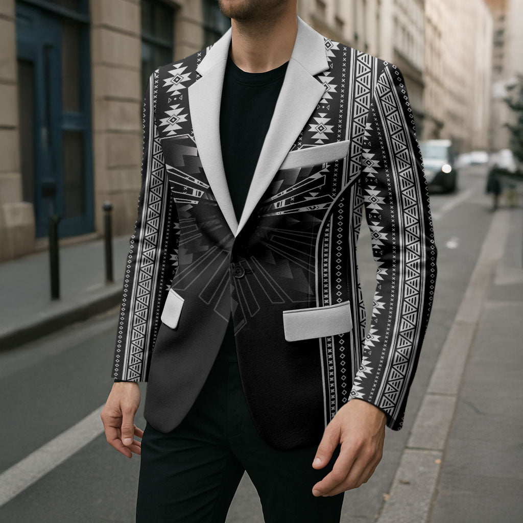 Mabuhay Philippines Festival Blazer Filipino Map Black White Igorot Pattern LT14 - Polynesian Pride