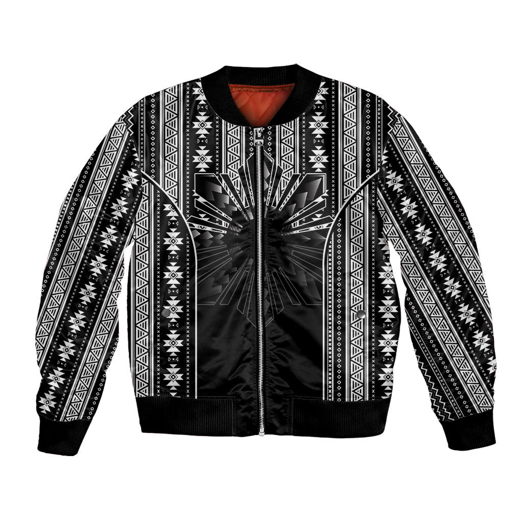 Mabuhay Philippines Festival Bomber Jacket Filipino Map Black White Igorot Pattern LT14 Unisex Black - Polynesian Pride