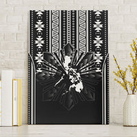 Mabuhay Philippines Festival Canvas Wall Art Filipino Map Black White Igorot Pattern LT14 Without Frame Black - Polynesian Pride