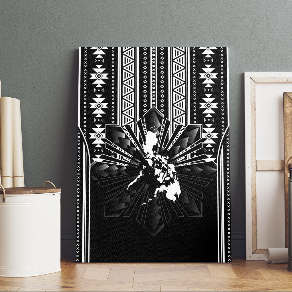 Mabuhay Philippines Festival Canvas Wall Art Filipino Map Black White Igorot Pattern LT14 - Polynesian Pride