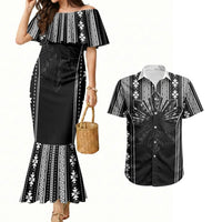 Mabuhay Philippines Festival Couples Matching Mermaid Dress and Hawaiian Shirt Filipino Map Black White Igorot Pattern LT14 Black - Polynesian Pride