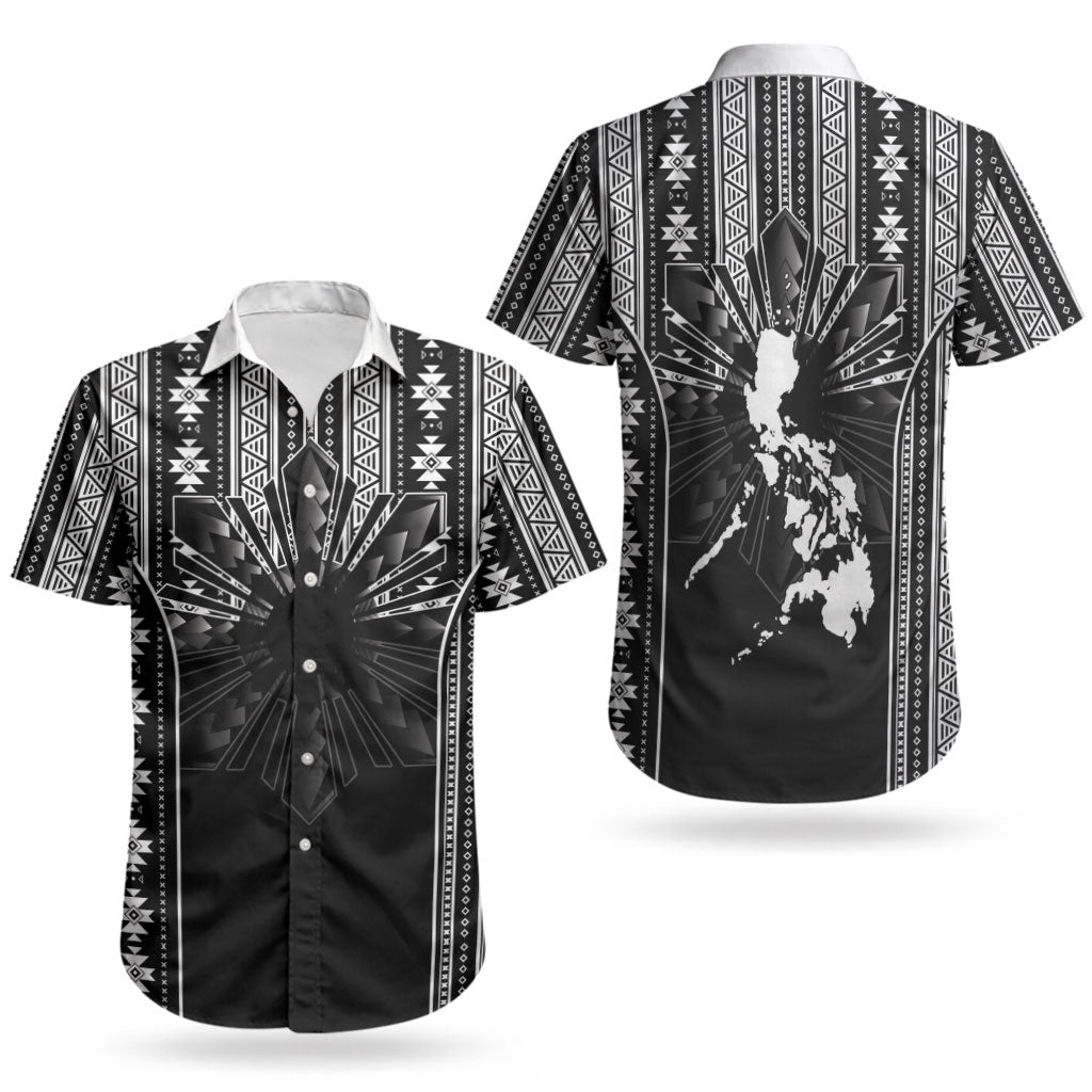 Mabuhay Philippines Festival Couples Matching Mermaid Dress and Hawaiian Shirt Filipino Map Black White Igorot Pattern LT14 - Polynesian Pride