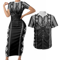 Mabuhay Philippines Festival Couples Matching Short Sleeve Bodycon Dress and Hawaiian Shirt Filipino Map Black White Igorot Pattern LT14 Black - Polynesian Pride