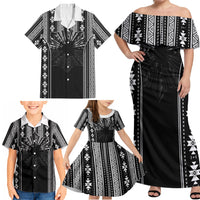 Mabuhay Philippines Festival Family Matching Off Shoulder Maxi Dress and Hawaiian Shirt Filipino Map Black White Igorot Pattern LT14 - Polynesian Pride