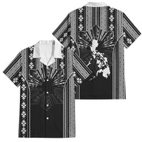 Mabuhay Philippines Festival Family Matching Off Shoulder Short Dress and Hawaiian Shirt Filipino Map Black White Igorot Pattern LT14 Dad's Shirt - Short Sleeve Black - Polynesian Pride