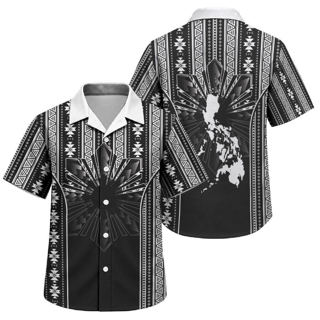 Mabuhay Philippines Festival Family Matching Summer Maxi Dress and Hawaiian Shirt Filipino Map Black White Igorot Pattern LT14 Son's Shirt Black - Polynesian Pride