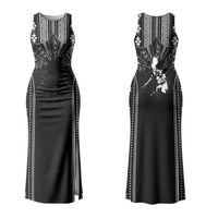 Mabuhay Philippines Festival Family Matching Tank Maxi Dress and Hawaiian Shirt Filipino Map Black White Igorot Pattern LT14 Mom's Dress Black - Polynesian Pride