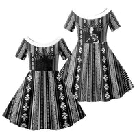 Mabuhay Philippines Festival Family Matching Tank Maxi Dress and Hawaiian Shirt Filipino Map Black White Igorot Pattern LT14 Daughter's Dress Black - Polynesian Pride